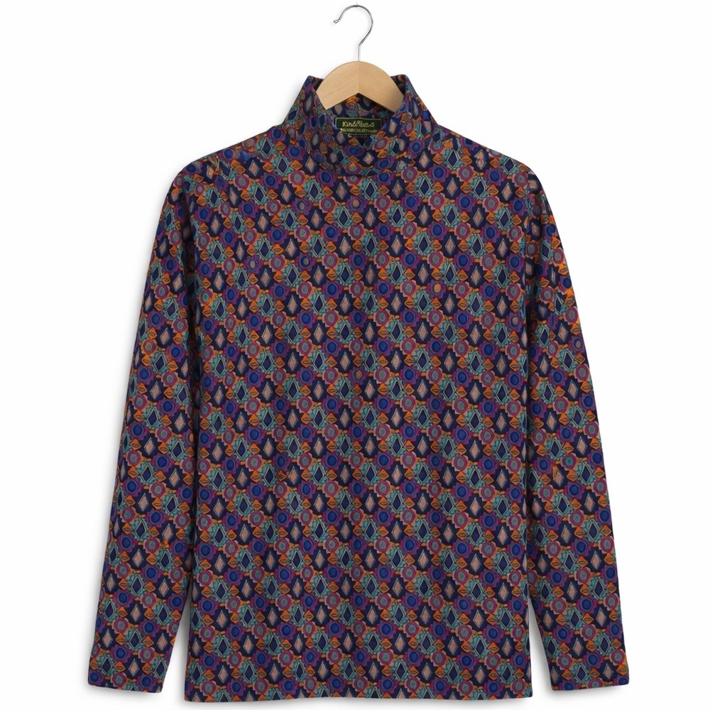 Eddie Bauer Vintage Multicolor Geometric Mock Neck Top Large